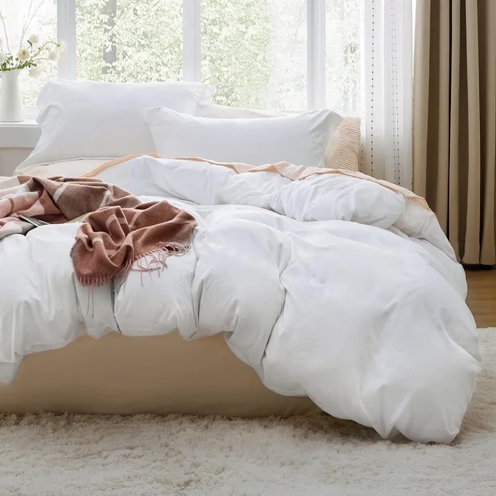 Bedsure White Duvet Cover and 2 Shams, 3 Piece Set